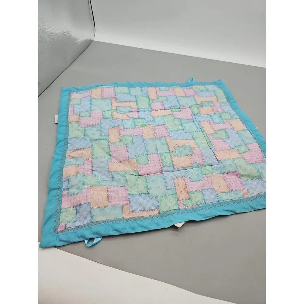 Taggies Brand‎ Quilted Pattern Tag Lovey Security Baby Blanket Multicolor